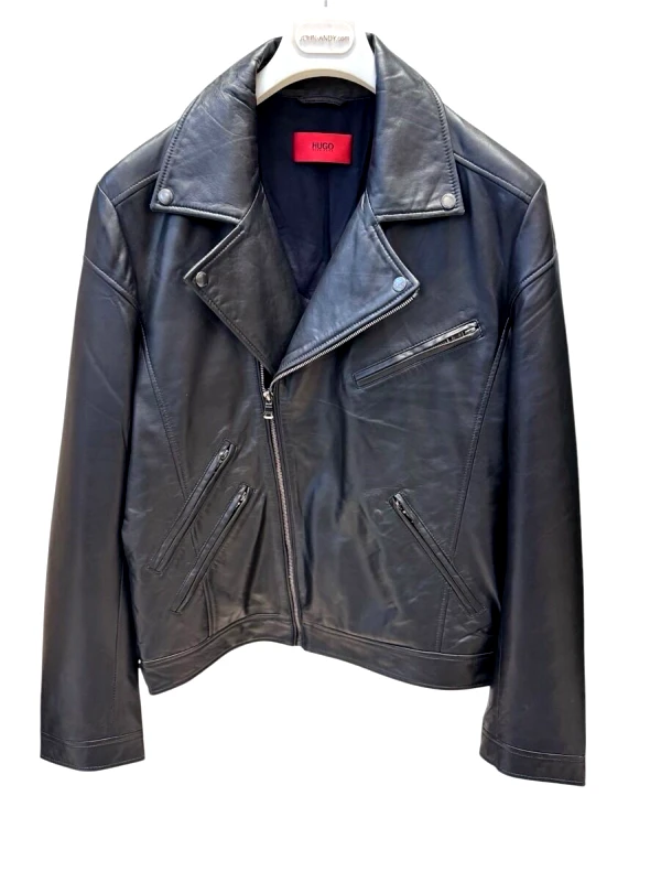 Hugo Boss Hugo Boss Red Δερμάτινο Biker Μαύρο