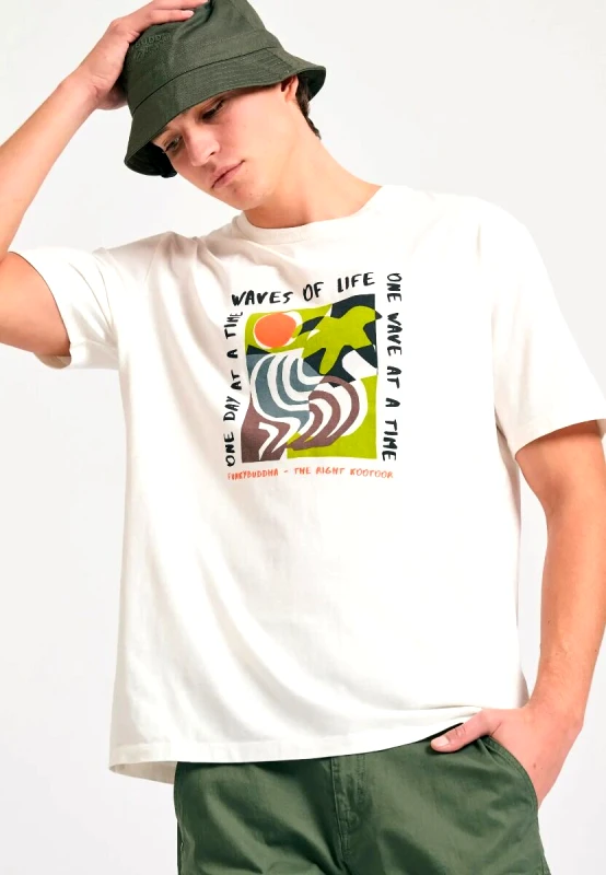 Funky Buddha Funky Buddha Ανδρικό T-Shirt με Abstract Frame Τύπωμα FBM011-053-04 Σπασμένο Λευκό