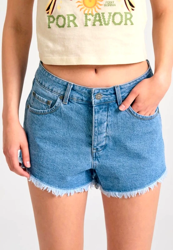 Funky Buddha Funky Buddha Γυναικείο Jean Shorts FBL011-162-03 Μπλέ