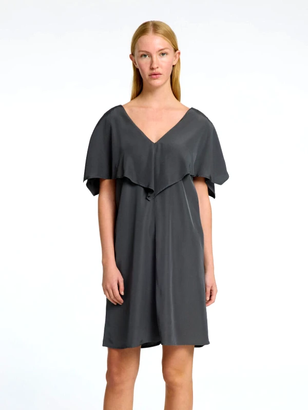 Selected Selected Sandra Γυναικείο Mini Viscose Φόρεμα 16098438 Σκούρο Γκρί