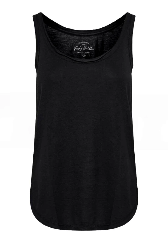 Funky Buddha Funky Buddha Γυναικείο μονόχρωμο Tank Top FBL011-107-04 Μαύρο