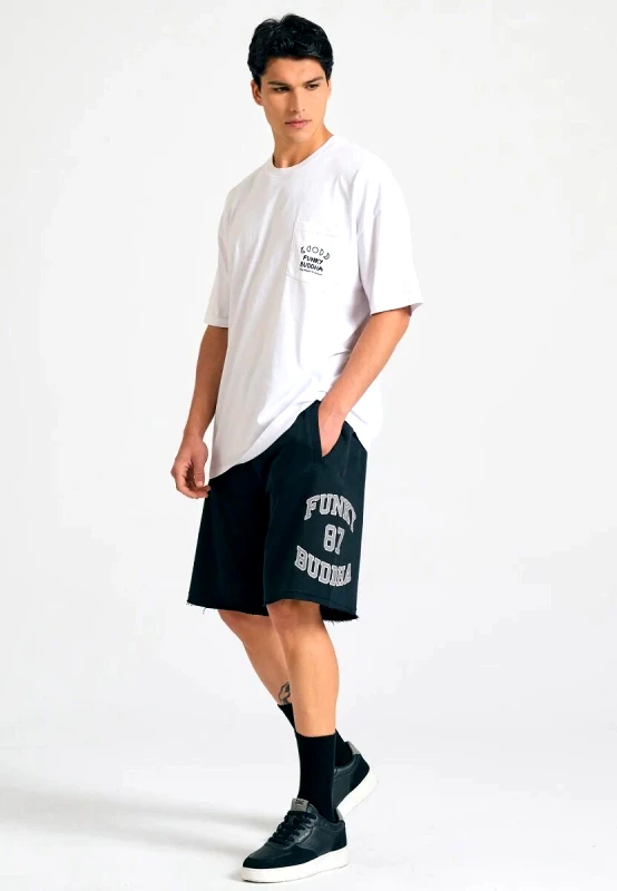 Funky Buddha Funky Buddha Ανδρική Wide Leg Fit Αθλητική Βερμούδα FBM011-051-03 Μαύρο