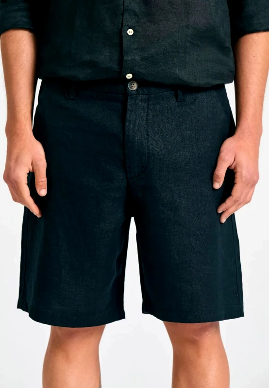 Funky Buddha Funky Buddha Ανδρική comfort fit λινή βερμούδα FBM011-005-03 Μαύρο