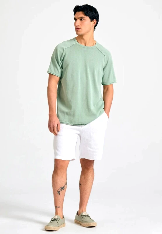 Funky Buddha Funky Buddha Ανδρική comfort fit λινή βερμούδα FBM011-005-03 Λευκό