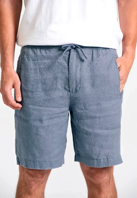 Funky Buddha Funky Buddha Ανδρική Comfort fit garment dyed λινή βερμούδα FBM011-009-03 Σκούρο Γκρί