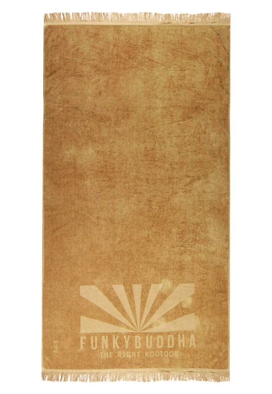 Funky Buddha Funky Buddha Πετσέτα θαλάσσης με logo 91x170cm FBM009-302-10 Μπέζ