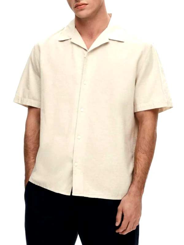 Selected Selected Relax Κοντομάνικο Linen Πουκάμισο 16092978 Μπέζ