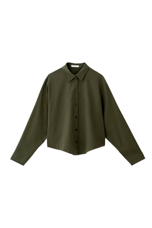 Philosophy Philosophy Twill Stretch Cropped Shirt SH77249 Χακί