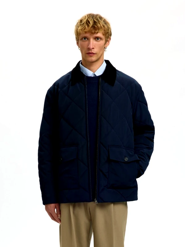Selected Selected Carlos Ανδρικό Padded Quilted Jacket 16099913 Σκούρο Μπλέ