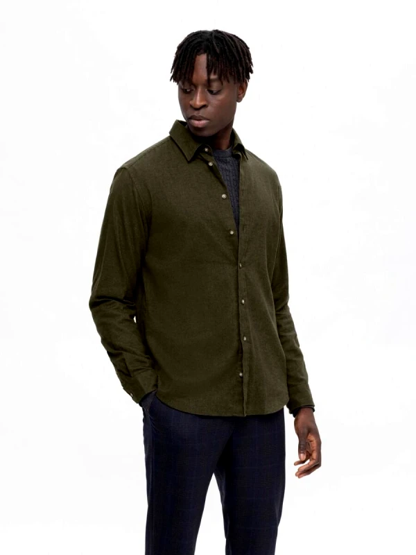 Selected Selected Owen Ανδρικό Flannel Overshirt Πουκάμισο 16091358 Σκούρο Πράσινο