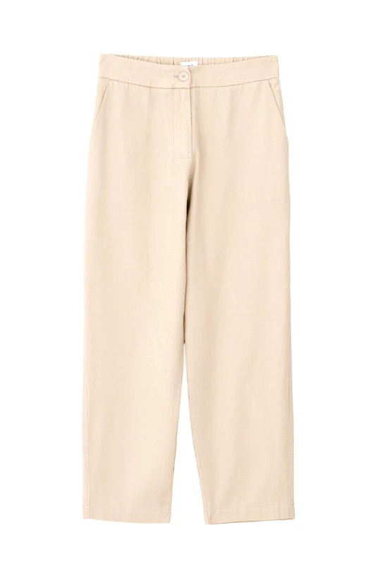 Philosophy Philosophy Twill Linen Regular Pants TR44593 Μπέζ