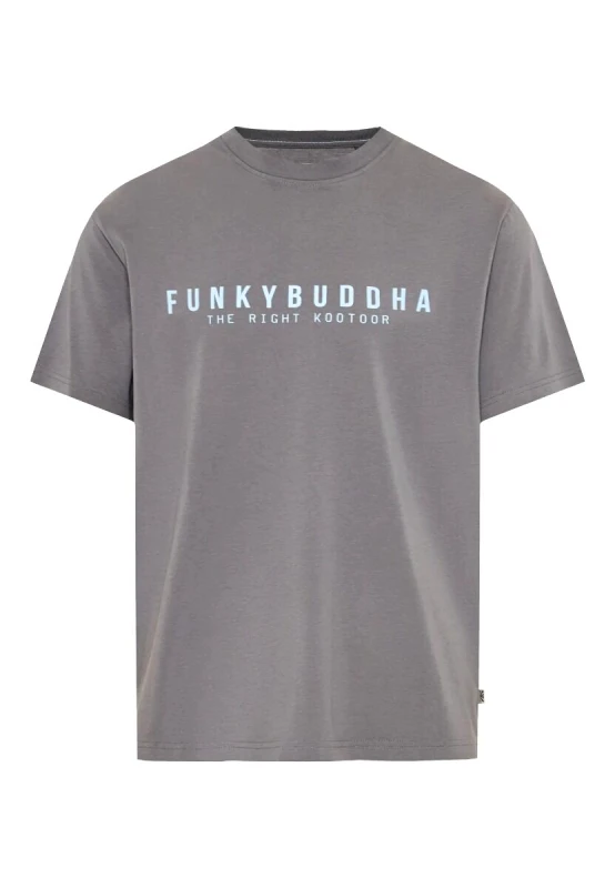 Funky Buddha Funky Buddha Ανδρικό t-shirt με τύπωμα από βαμβάκι FBM013-011-04 Σκούρο Γκρί
