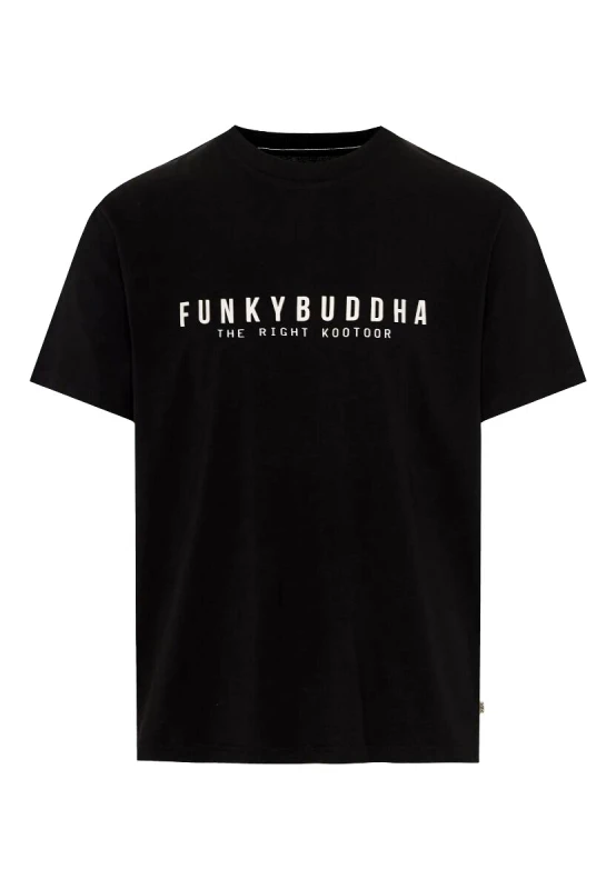 Funky Buddha Funky Buddha Ανδρικό t-shirt με τύπωμα από βαμβάκι FBM013-011-04 Μαύρο