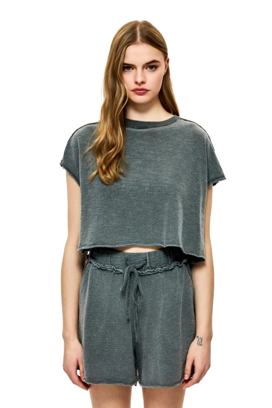 Dirty Laundry Dirty Laundry Γυναικείο Relaxed Raw Cut T-Shirt DLWT000148 Σκούρο Γκρί