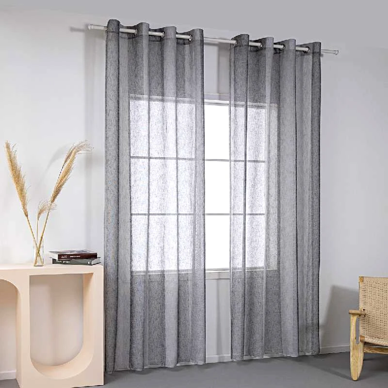 Beauty-Home ΔΙΧΡΩΜΗ ΚΟΥΡΤΙΝΑ ΓΑΖΑ 140X270CM ΜΕ 8 ΜΕΤΑΛΛΙΚΟΥΣ ΚΡΙΚΟΥΣ - ΓΚΡΙ ART 8442