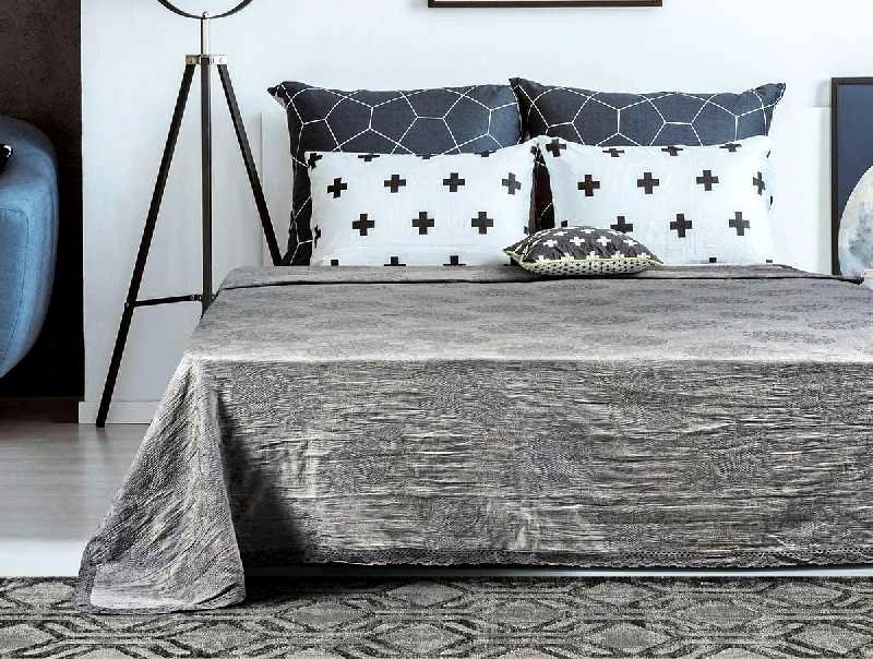 Beauty-Home ΚΟΥΒΕΡΤΑ ΖΑΚΑΡ ART 1348 ΜΕ ΔΑΝΤΕΛΑ ΥΠΕΡΔΙΠΛΗ ΣΕ 4 ΧΡΩΜΑΤΑ 230X250 SMOKE BEAUTY HOME