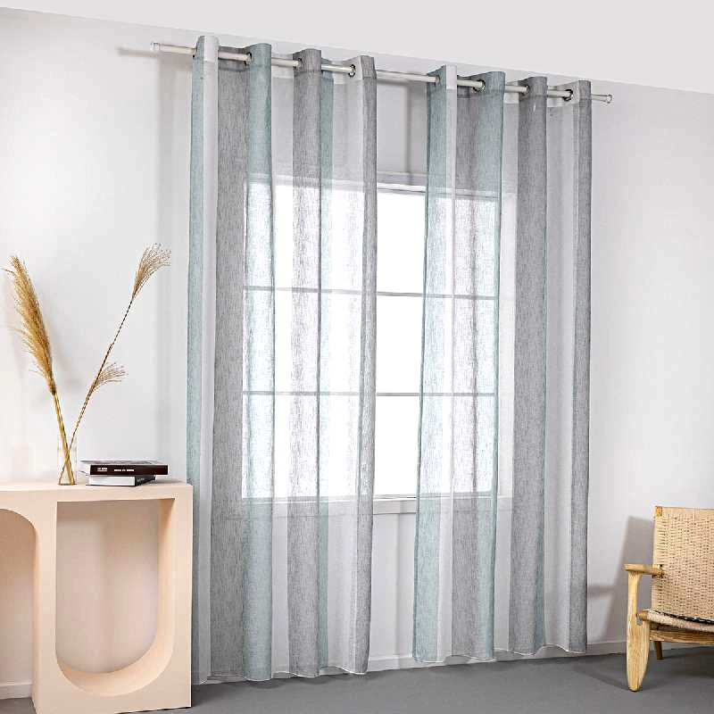Beauty-Home ΔΙΧΡΩΜΗ ΚΟΥΡΤΙΝΑ ΓΑΖΑ 140X270CM ΜΕ 8 ΜΕΤΑΛΛΙΚΟΥΣ ΚΡΙΚΟΥΣ - ΒΕΡΑΜΑΝ, ART 8442