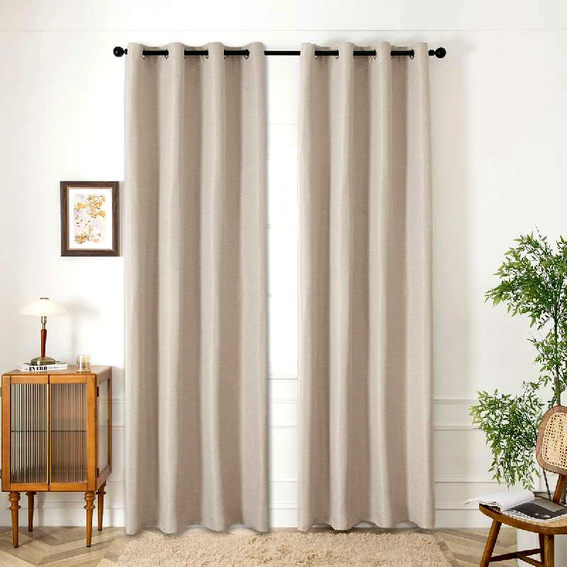 Beauty-Home ΚΟΥΡΤΙΝΑ BLACKOUT JACQUARD ΣΚΙΑΣΗΣ 140X270CM ΜΠΕΖ ΜΕ 8 ΜΕΤΑΛΛΙΚΟΥΣ ΚΡΙΚΟΥΣ - GLARE ART 8444
