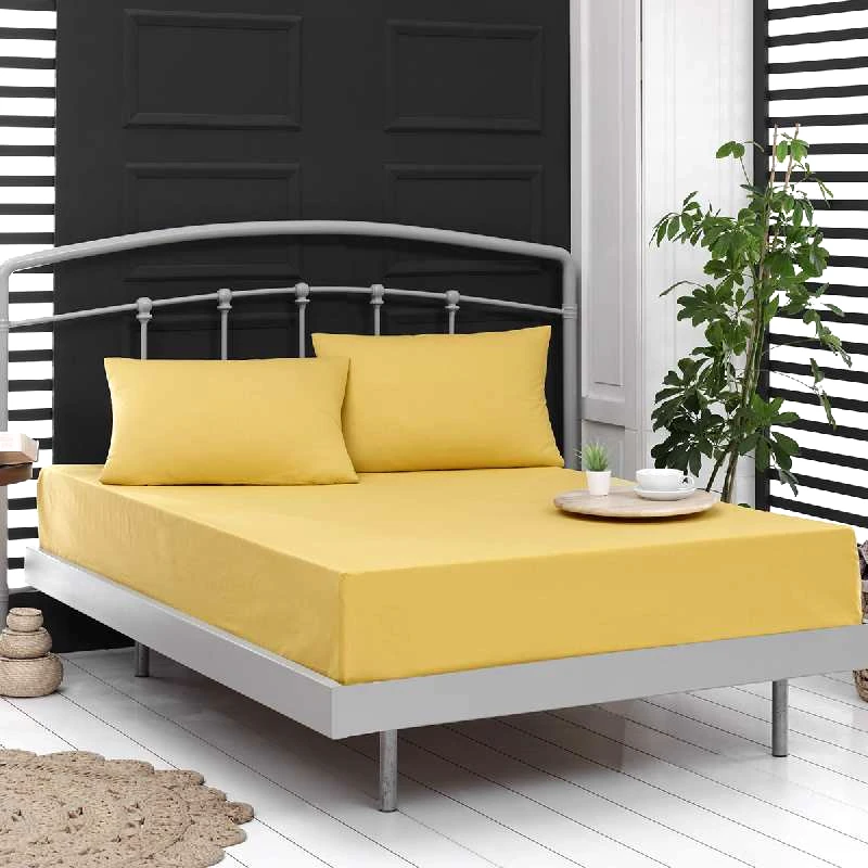 Beauty-Home ΜΟΝΟΧΡΩΜΟ ΣΕΝΤΟΝΙ ΜΕ ΛΑΣΤΙΧΟ 110X200+30CM ΚΙΤΡΙΝΟ - ART 1999