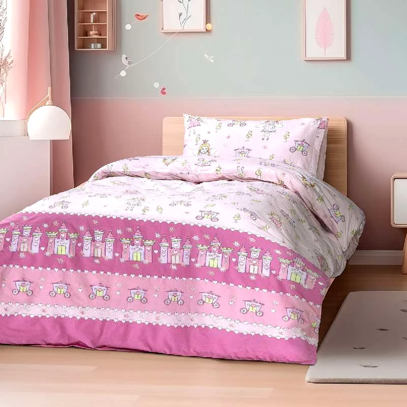 Beauty-Home ΣΕΤ ΠΑΙΔΙΚΑ ΣΕΝΤΟΝΙΑ ΜΟΝΑ ΜΕ ΛΑΣΤΙΧΟ DREAMY ART 6232 ΡΟΖ 105X200+30CM - BEAUTY HOME