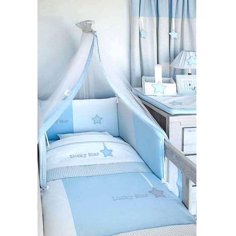 Oliver Baby Baby Oliver Σετ Προίκας Κούνιας Βρεφικό 3τμχ Lucky Star Blue Design 309 46-6700/309