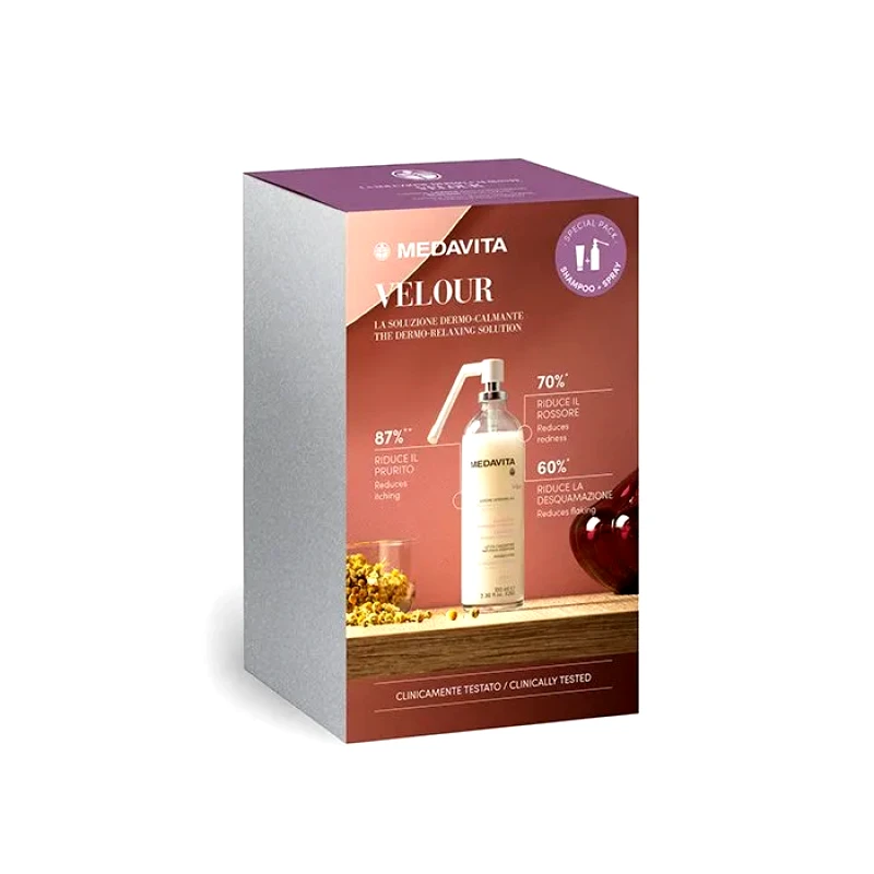 Medavita Medavita Velour The Dermo-Relaxing Solution (Relaxing Scalp Lotion 100ml & Soothing Shampoo 150ml)