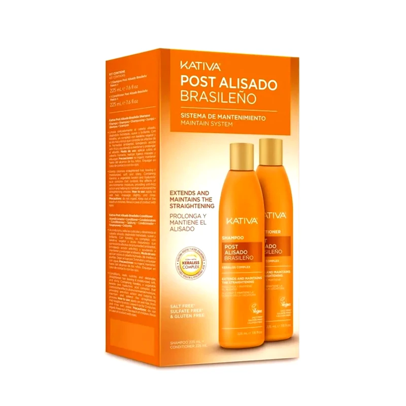 Kativa Kativa Post Alisado Brasileno Maintain System (Shampoo 225ml & Conditioner 225ml)