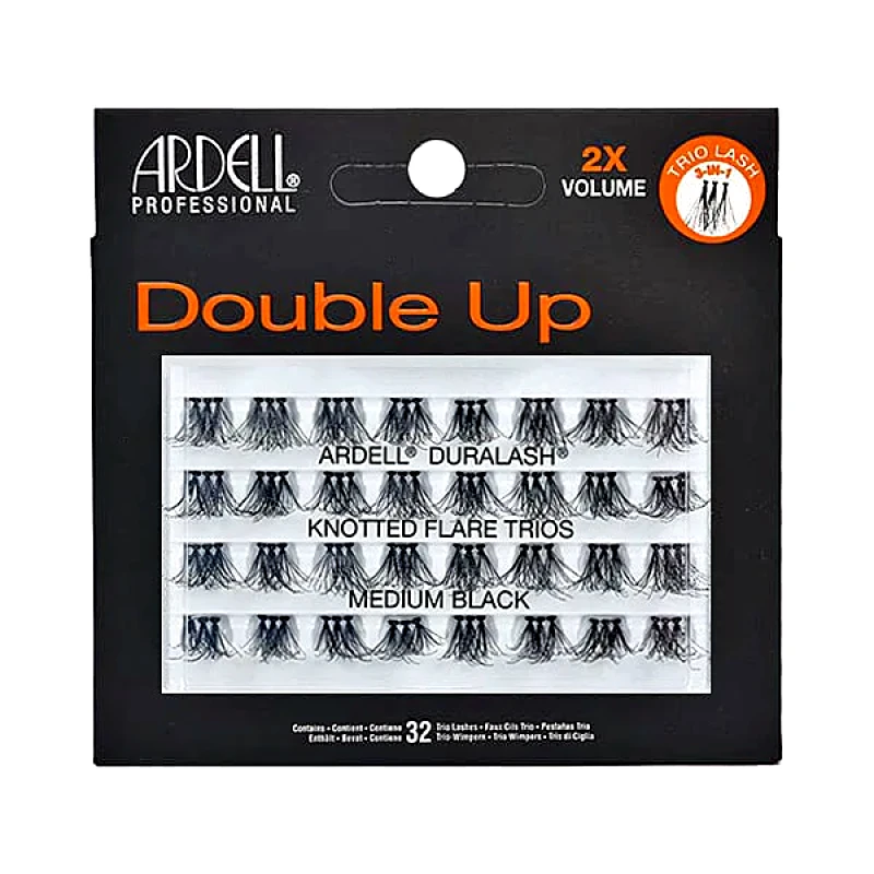 Ardell Ardell Professional Double Up 2X Volume Trio Lash 3-In-1 Duralash Knotted Flare Trios - Medium Black (32pcs)