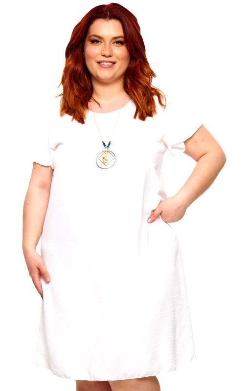 Lingerie Center Plus Size Φόρεμα &amp; Δώρο Κρεμαστό - Λευκό - LC0972-Λευκό-One Size