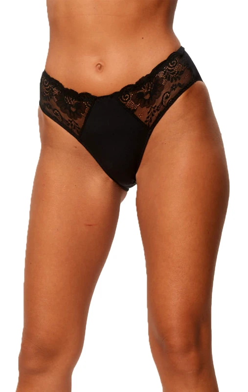 Lingerie Center Ελαστικό Κιλοτάκι Χωρίς Ραφές Με Δαντέλα - Μαύρο - LC10970-Μαύρο-S