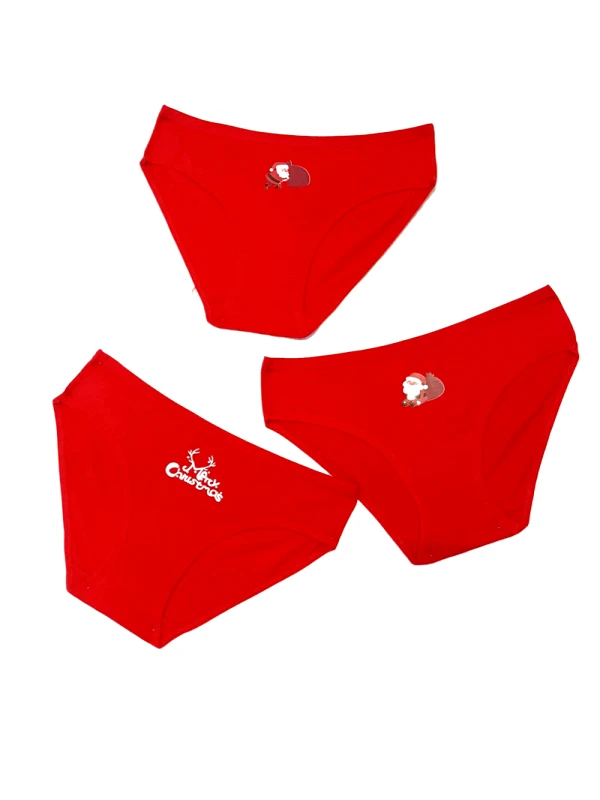 Lingerie Center 2+1 Δώρο Βαμβακερά Κιλοτάκια Christmas - Κόκκινο - LC5757-Κόκκινο-S/M