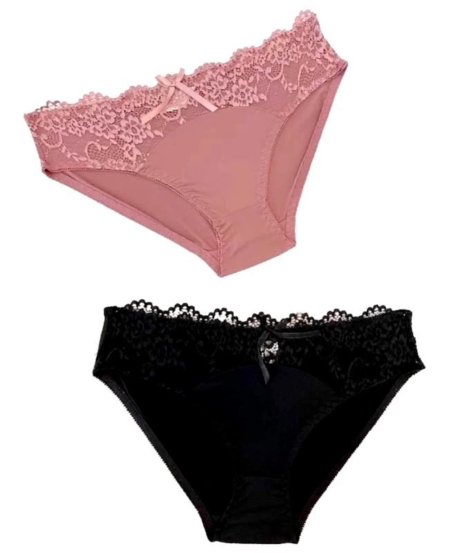 Lingerie Center 1+1 Ελαστικά Κιλοτάκια Seniore - Μαύρο-Ροζ - LC8787-1-Μαύρο-Ροζ-M