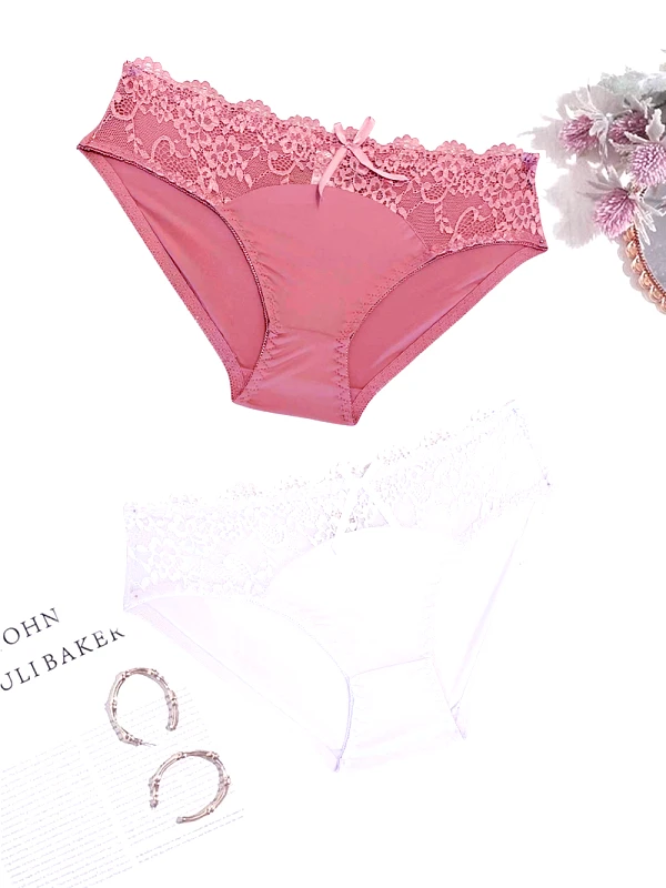 Lingerie Center 1+1 Ελαστικά Κιλοτάκια Seniore - Ροζ-Λευκό - LC8787-1-Ροζ-λευκό-M