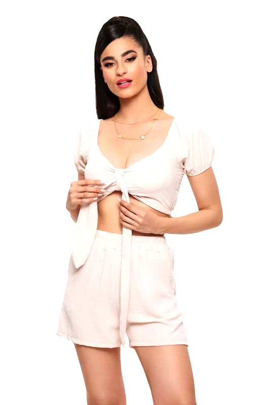 Lingerie Center Σετ Crop Top &amp; Σορτσάκι - Μπεζ - LC77321-Μπεζ-One Size