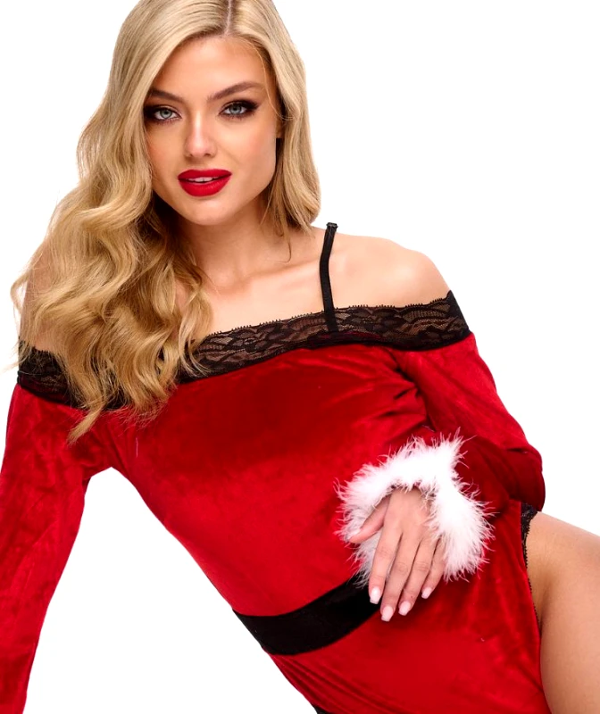Lingerie Center Βελούδινο κορμάκι - Κόκκινο - LC7296-3-Κόκκινο-L