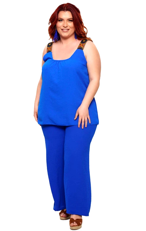 Lingerie Center Plus Size Σετ Margaret - Μπλε‌‌ Ρουά - LC3553-1-Μπλε Ρουά-One Size