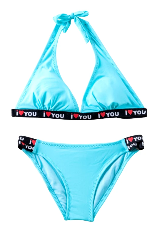 Lingerie Center Μαγιό Παιδικό - Εφηβικό Τρίγωνο Μπικίνι Love - Γαλάζιο - GT2377-Γαλάζιο-13-14 ετών