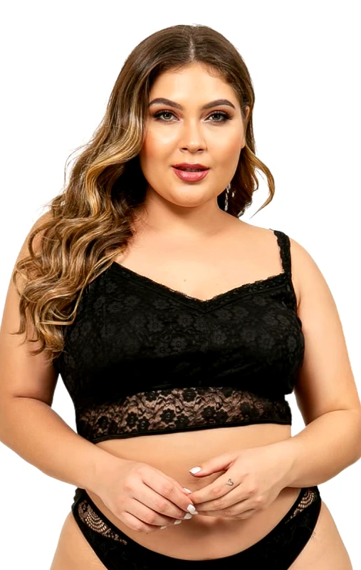 Lingerie Center Δαντελένιο Bustier Plus Size - Μαύρο - LC8255-Μαύρο-3XL