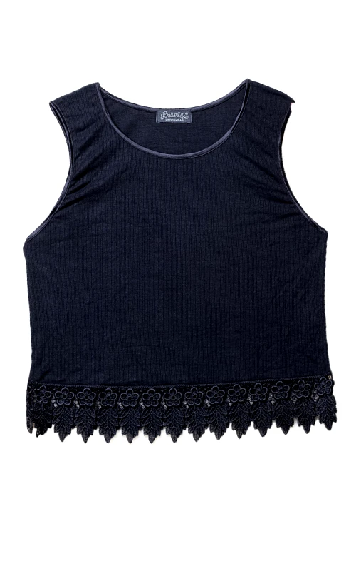 Lingerie Center Crop Top μπλουζάκι - Μαύρο - LC0736-Μαύρο-M