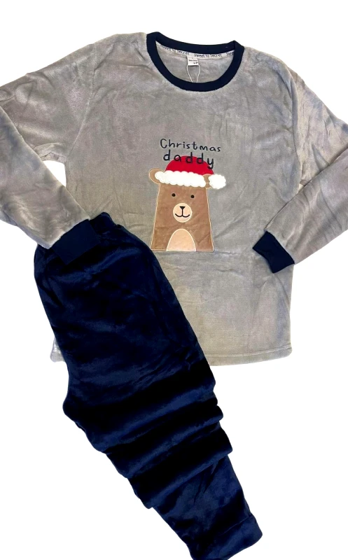 Lingerie Center Πιτζάμα Βελούδινη Christmas - Γκρι-Μπλε - MM7892-Γκρι-Μπλε-M