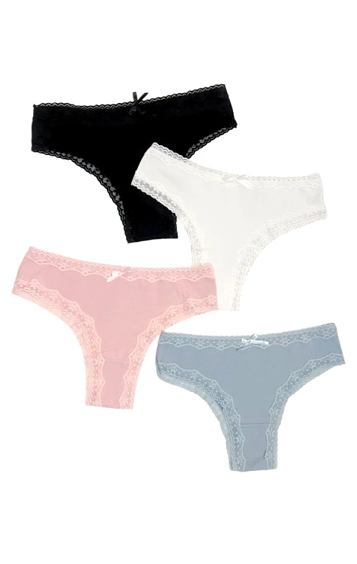 Lingerie Center Πακέτο 4 Τεμαχίων Βαμβακερά Κιλοτάκια Lace - Πολύχρωμο - LC85345-Πολύχρωμο-S/M