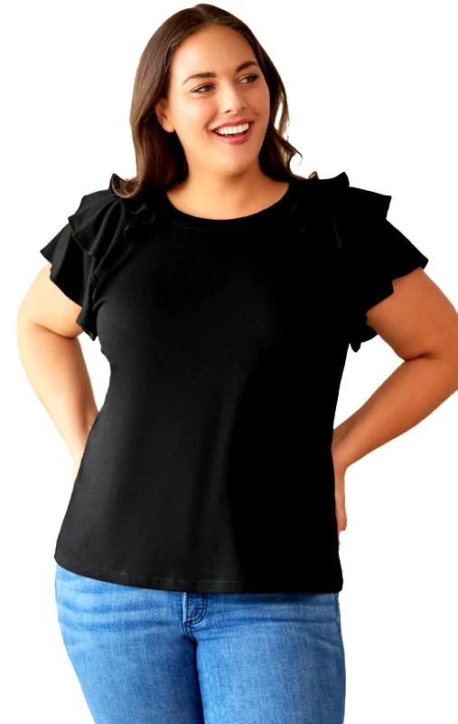 Lingerie Center Plus Size Μπλούζα - Μαύρο - LC251859-Μαύρο-3XL