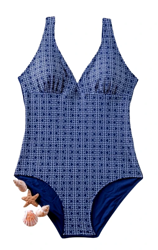 Lingerie Center Ολόσωμο Μαγιό Chain - Μπλε - LC7725-Μπλε-100C-3XL