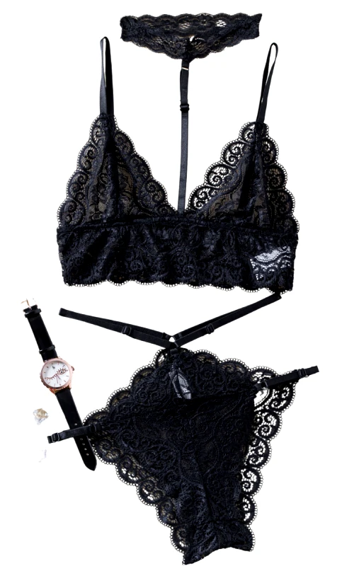 Lingerie Center Δαντελένιο Σετ Εσωρούχων με Τσόκερ - Μαύρο - LC6049-Μαύρο-L