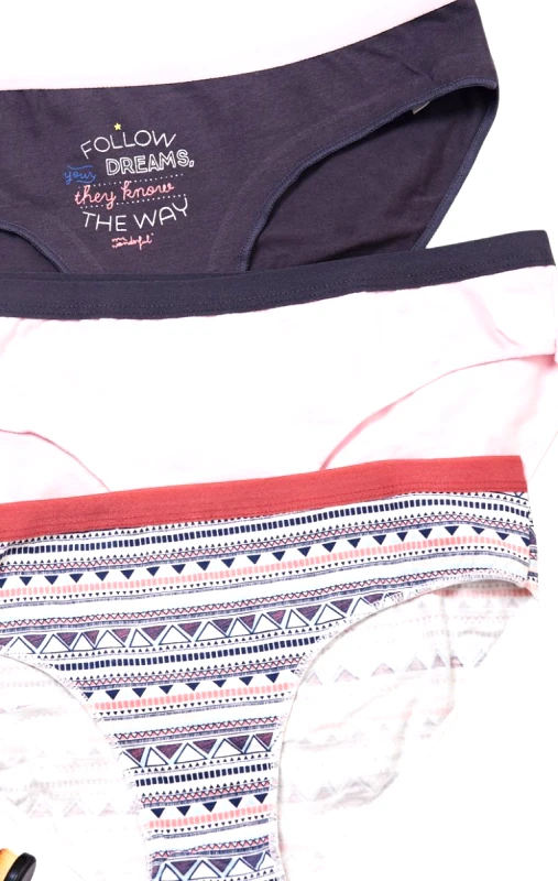 Lingerie Center Πακέτο 3 Τεμαχίων Βαμβακερά Κιλοτάκια Geometric - Πολύχρωμο - LC3882-Πολύχρωμο-XS
