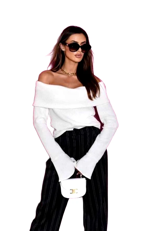 Lingerie Center Μπλούζα με Φαρδύ Γιακά - Λευκό - LC50118-12-Λευκό-One Size