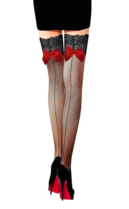 Lingerie Center Κάλτσα Δίχτυ με Φιόγκο - Μαύρο - KK9643-Μαύρο-One Size