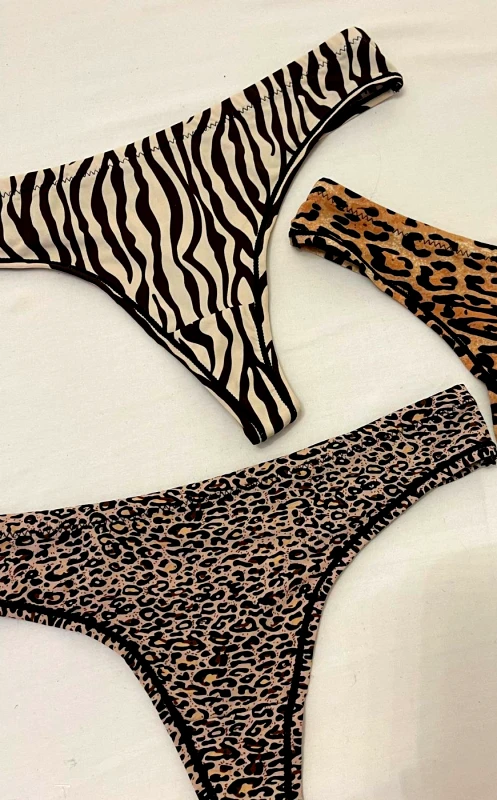 Lingerie Center Κιλοτάκι String σε Animal Print - Μαύρο-Μπεζ - LC4062-Μαύρο Μπεζ-XL