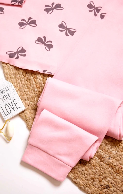 Lingerie Center Βαμβακερή Φούτερ Πιτζάμα Bow - Ροζ - LC5085-Ροζ-L