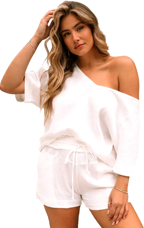Lingerie Center Σετ Μπλούζα &amp; Σορτσάκι - Λευκό - LC624996-1-Λευκό-L